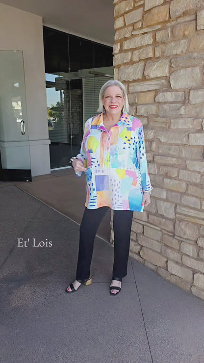 Et' Lois Printed One Pocket Half Button Shirt MB5408-501
