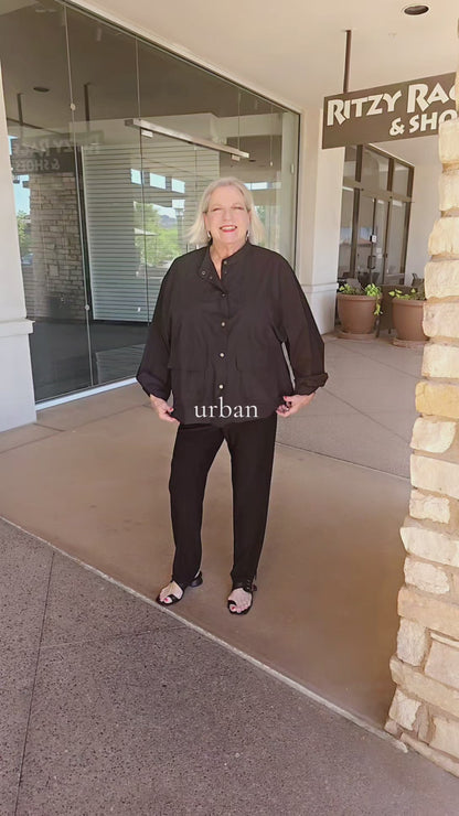 Urban Black 2 Pocket Button Front Blouse UT610B