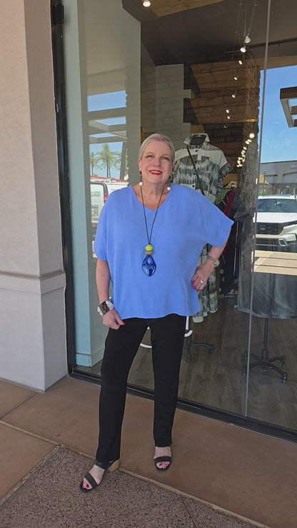 Cotton Lani Cool High Low Cotton Button Top G227