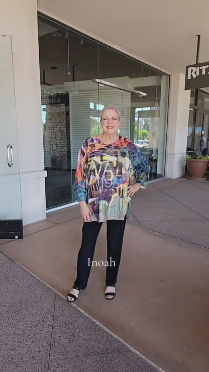 Inoah One Size Printed 2 Pocket Tunic T1514SM-AD143