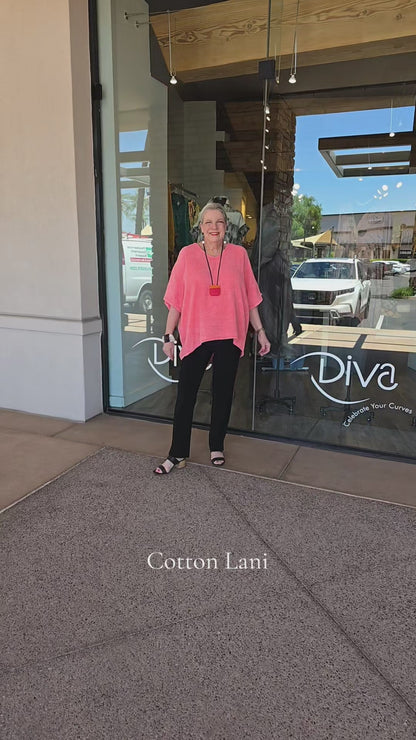 Cotton Lani Coral High Low Cotton Button Top G227