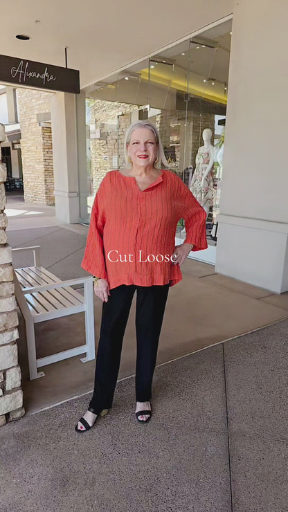 Cut Loose Tabasco Split Neck Pullover Crinkle Top 4616639
