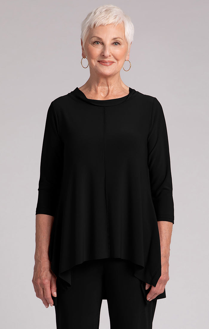 Sympli Black Flounce/Wide Collar Top 22325-2