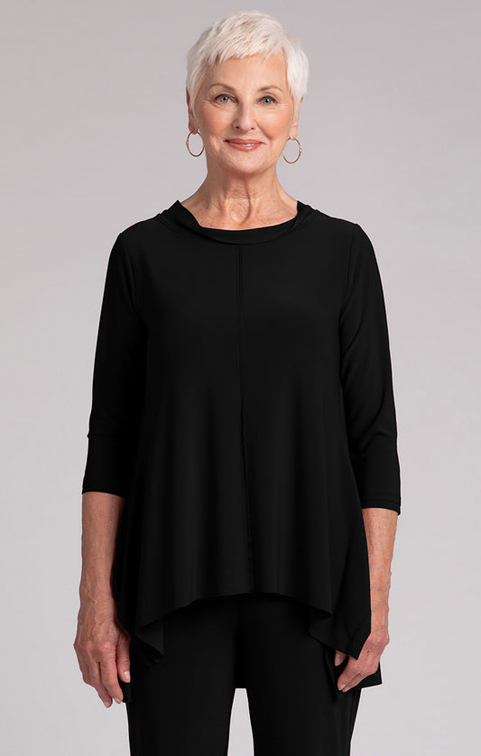 Sympli Black Flounce Top Wide Funnel Collar 22325-2