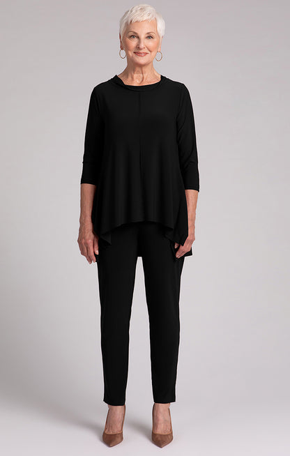 Sympli Black Flounce Top Wide Funnel Collar 22325-2