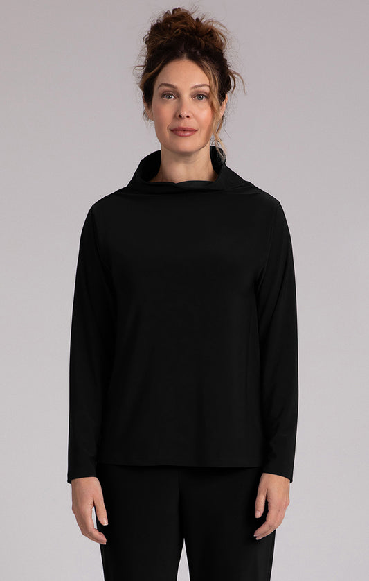 Sympli Black Funnel Neck Top 22340-3