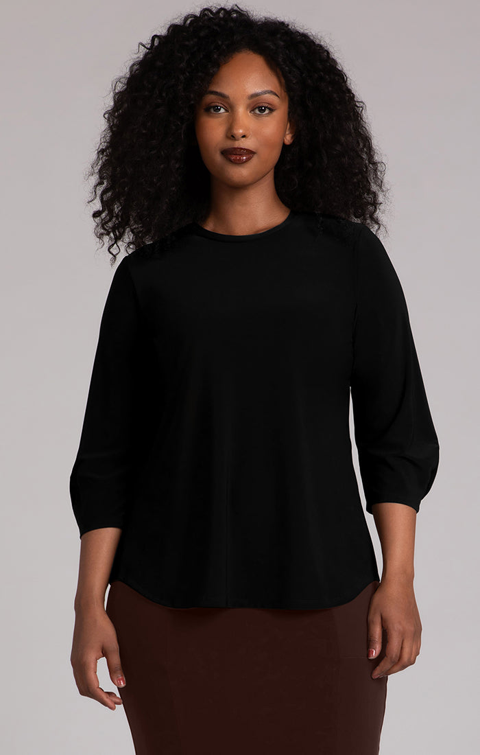 Sympli Black Classic Fit Lantern Top 22322-2