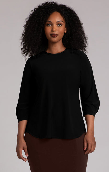Sympli Black Classic Fit Lantern Top 22322-2