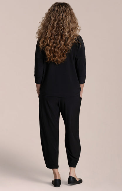 Sympli Plus Size Black Slouch High Neck Pullover Top 22249NT-2