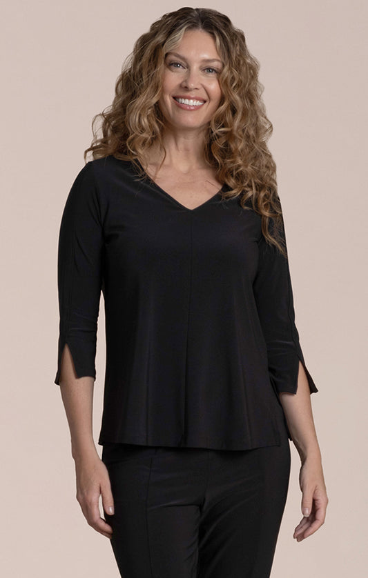 Sympli Plus Size Black Suitable Split Sleeve Top 22401-3