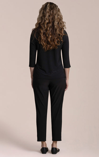 Sympli Plus Size Black Suitable Split Sleeve Top 22401-3