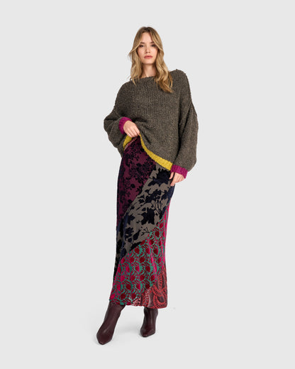 Alembika Brown Color Block Knit Sweater AS946B