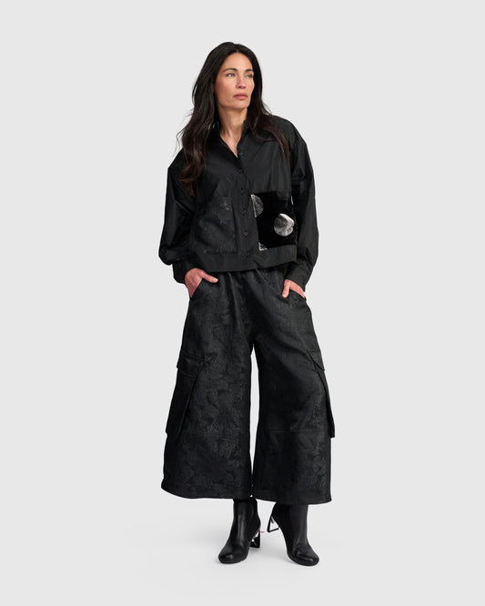 Alembika Black Taffeta Short Pocket Shirt AT813B