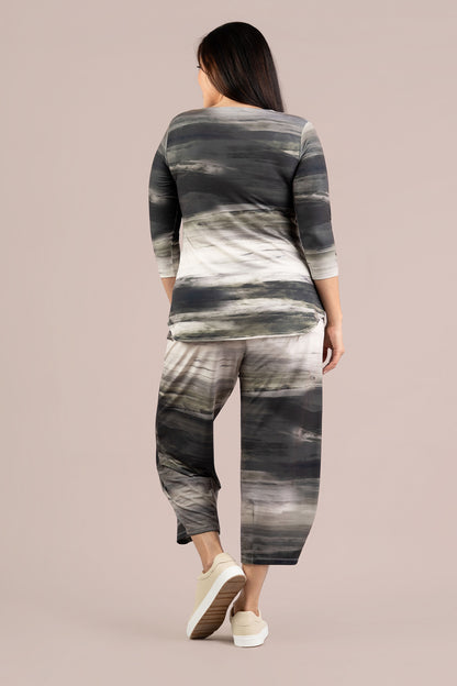 Sympli Green Brushstroke Narrow Lantern Pant 27237P