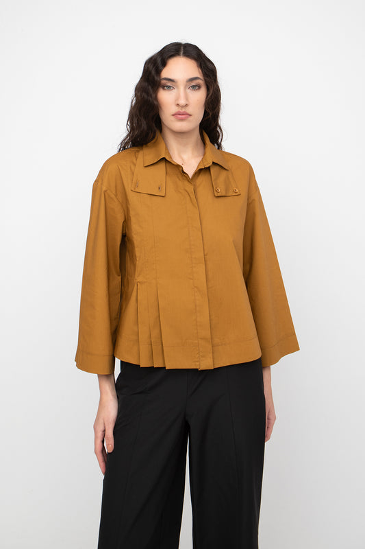 Ozai Mustard Button Front Blouse 777002