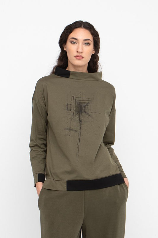 Ozai Olive Pullover Top 777103