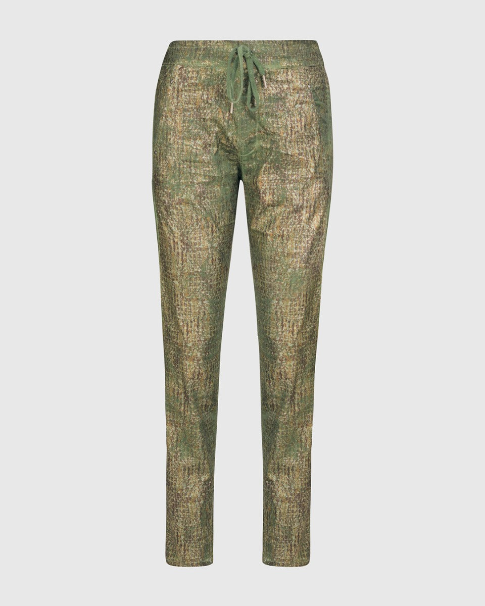 Alembika Metallic Green Tie Pull on Pant AP405G