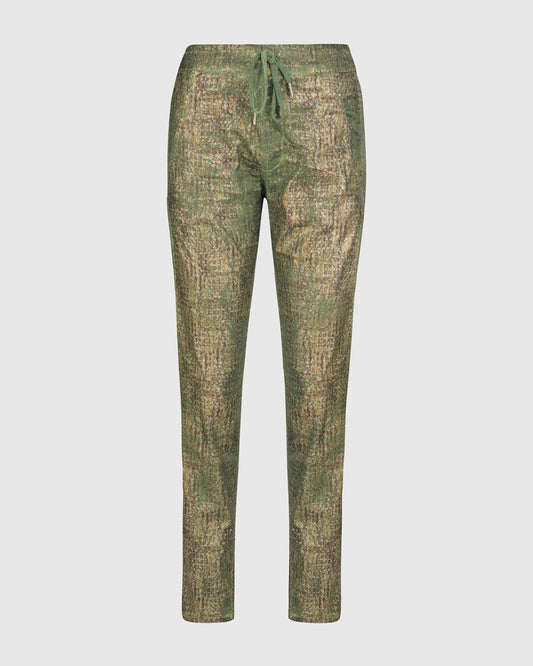 Alembika Metallic Green Tie Pull on Pant AP405G