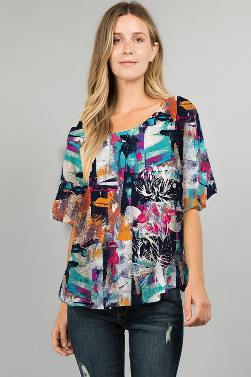 Et'Lois Plus Size Printed Apple Top C2007W-125