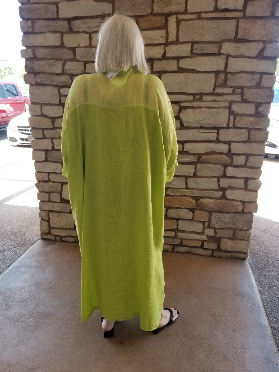 Banana Blue Lime Green Oversized Button Front Dress 6189BA4X