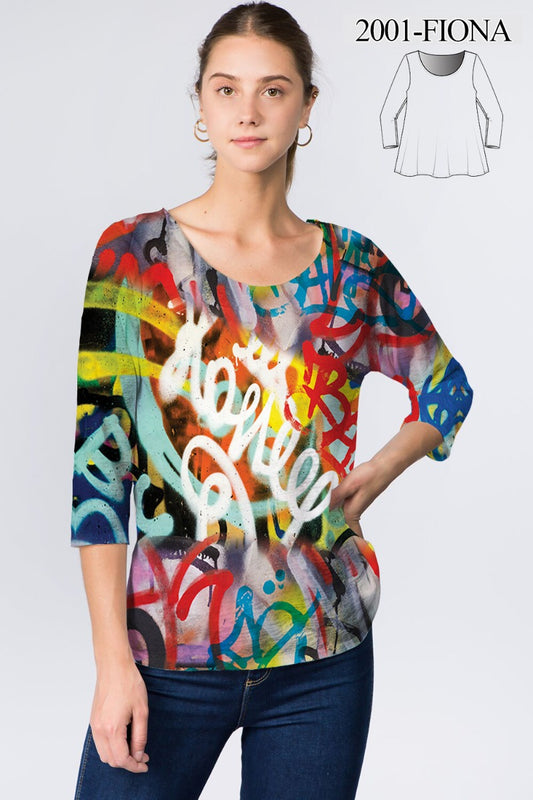 Et' Lois Plus Size Multi Apple Top C2007W-250