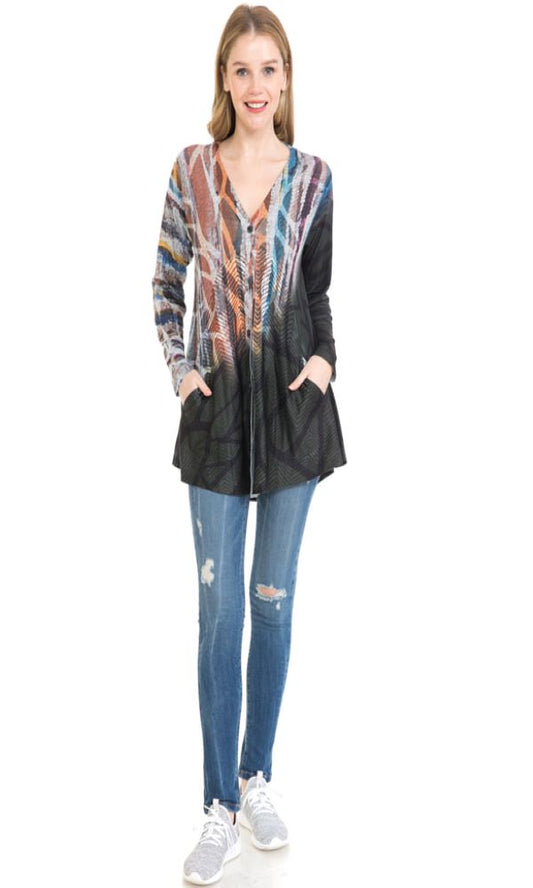 Cubism Plus Size Multi Button Front Cardigan 270-18941