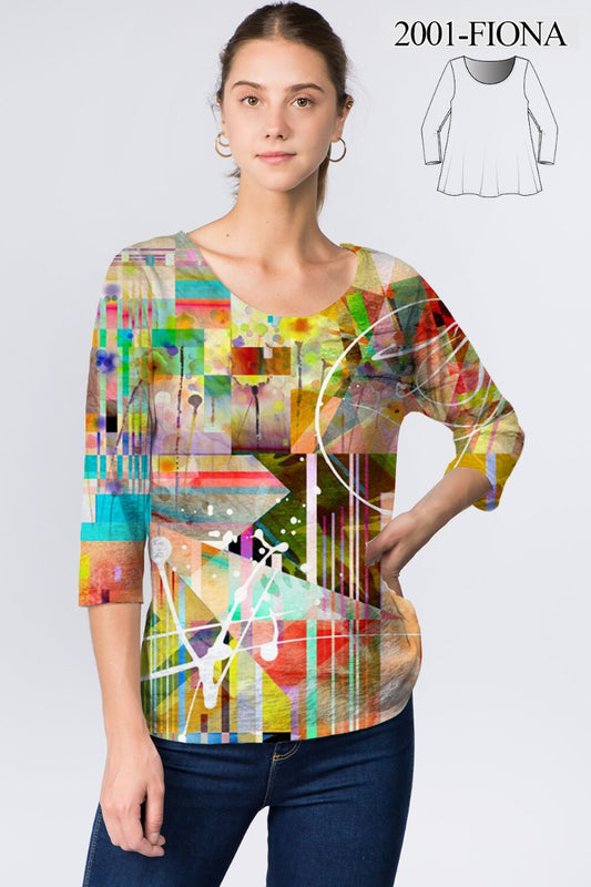Et' Lois Plus Size Multi Printed Fiona Top C2001W-284