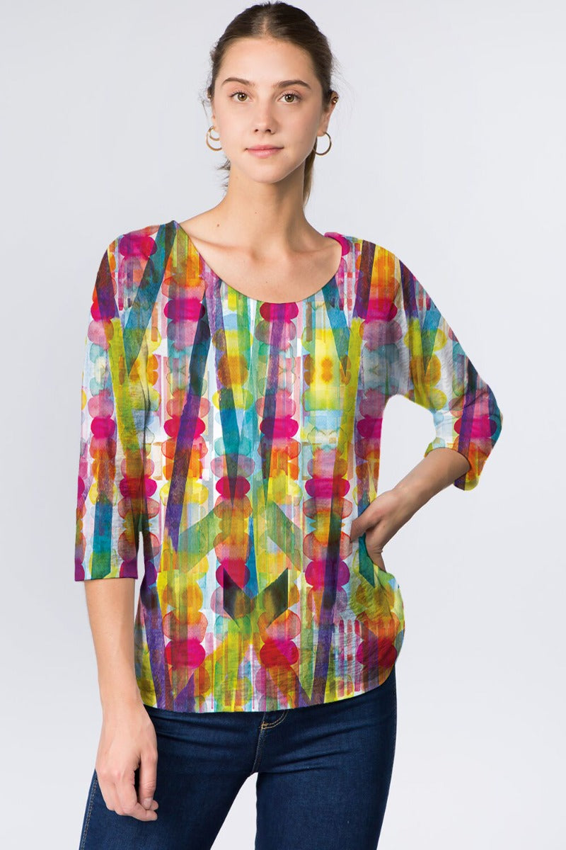 Et'Lois Plus Size Printed Fiona Top H2001G-485