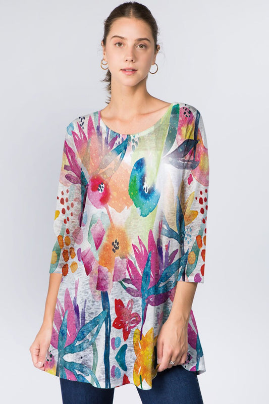 Et'Lois Plus Size Light Floral Lowa Top C3071W-512