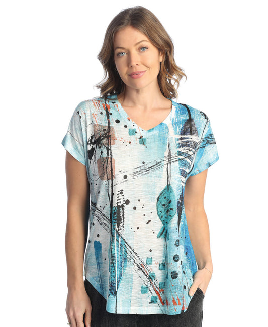 Jess & Jane Plus Size Multi Porto Top 60-1845X