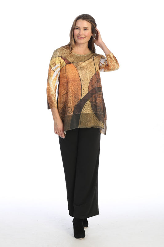Jess & Jane Plus Size Tan/Yellow/Brown Maya Tunic 63-1548X