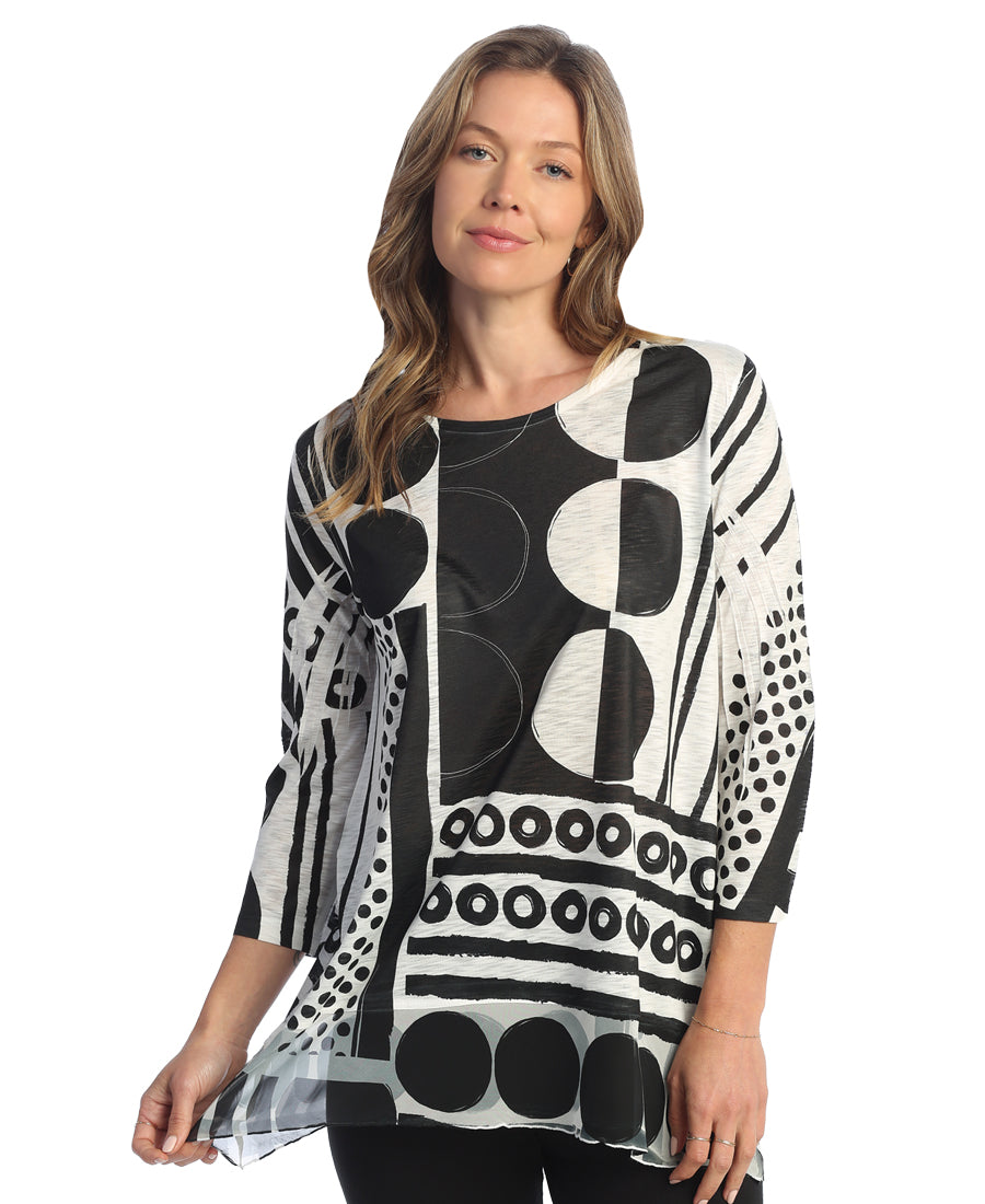 Jess & Jane Plus Size Black/White Bebop Tunic 63-1862X