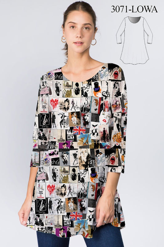 Et Lois Plus Size Multi Printed Long Tunic C3071W-C05