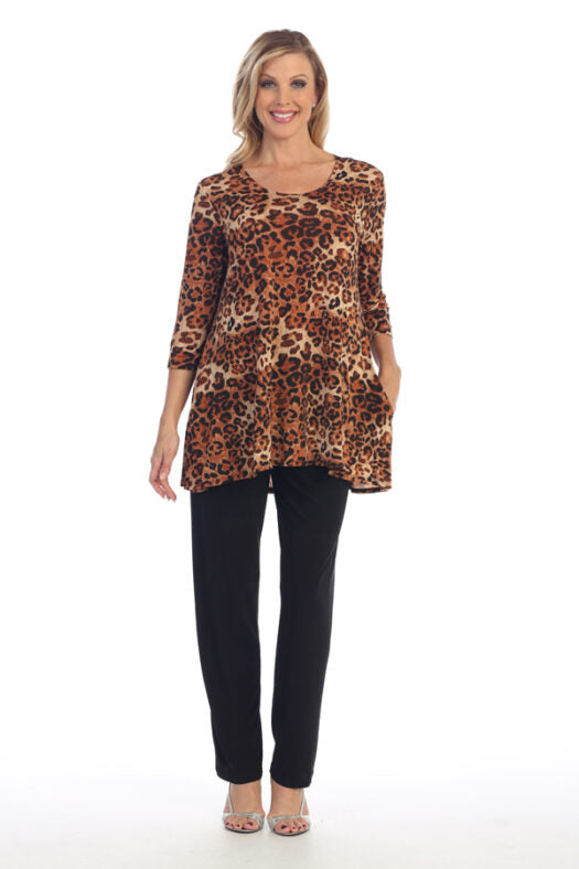 Caribe Plus Size Leopard 2 Pocket Swing Tunic C1431P21-P180