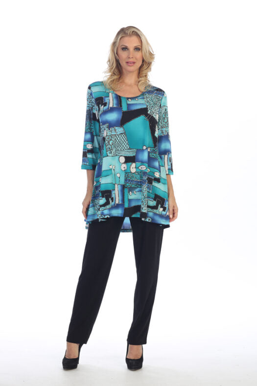 Caribe Plus Size Printed 2 Pocket Tunic XC1431P209