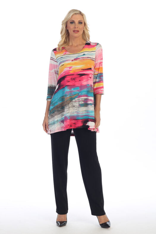 Caribe Plus Size Printed 2 Pocket Tunic XC1431P241