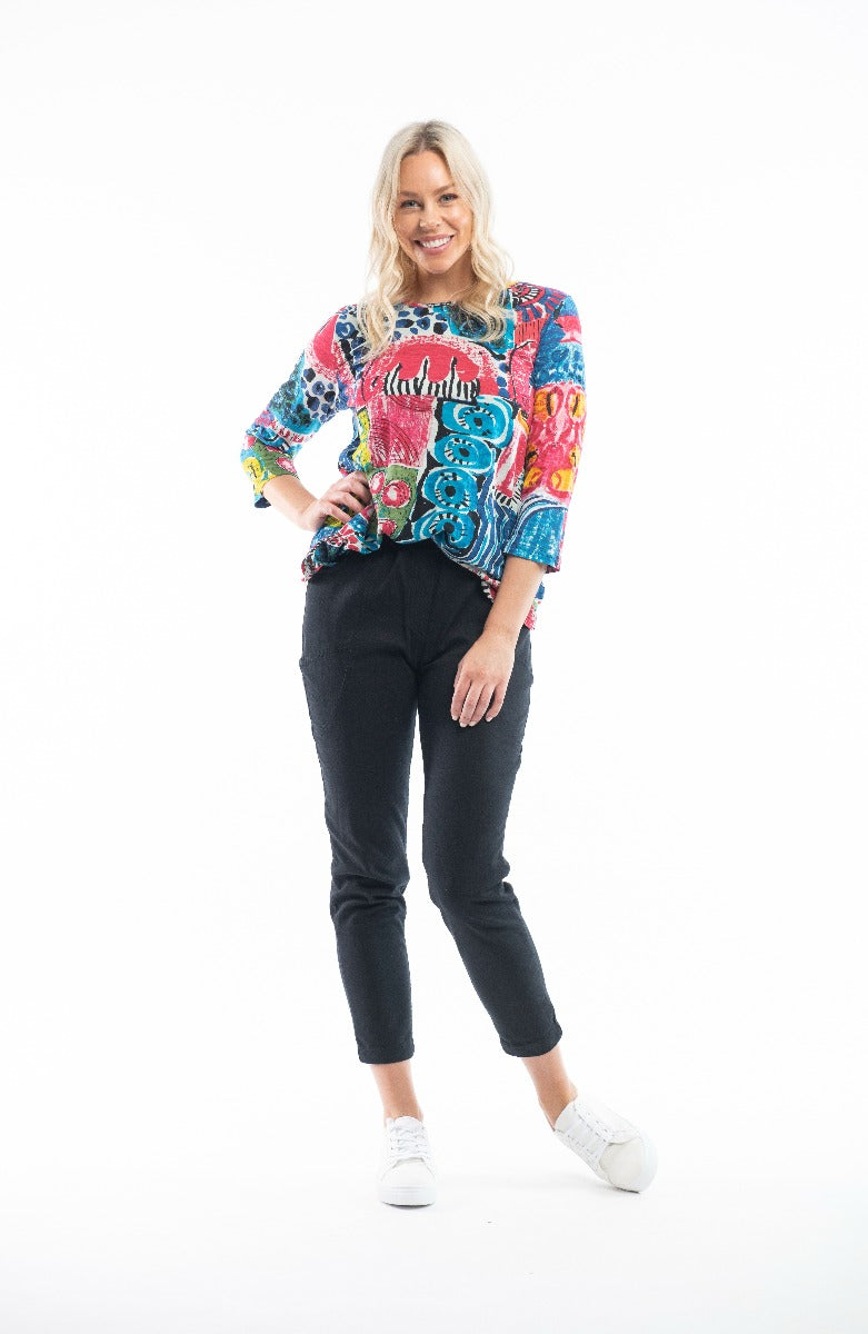 Orientique Plus Size Multi Printed Pullover Tee 62503