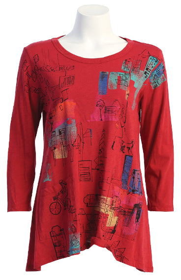 Jess & Jane Plus Size Red Manhattan Cotton Tunic CS4-1510X