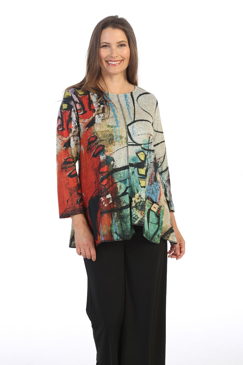 Jess & Jane Plus Size Multi Kelly French Brush Tunic FB2-1527X