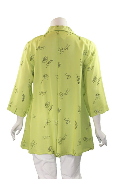 Fridaze Plus Size Lime/Black Floral Gwen Swing Jacket AA329-CL4712
