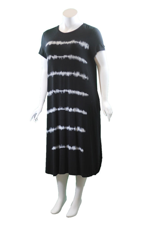 Mat Fashion Black Tie Dye Short Sleeve Dress 7301.7144