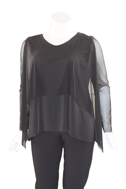 Kozan Plus Size Black Mesh Madison Top SH-4120