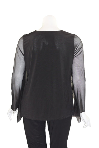 Kozan Plus Size Black Mesh Madison Top SH-4120