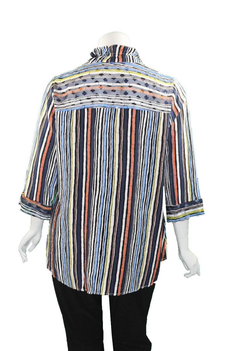 Cubism Plus Size Multi Henley Shirt 413-13567X