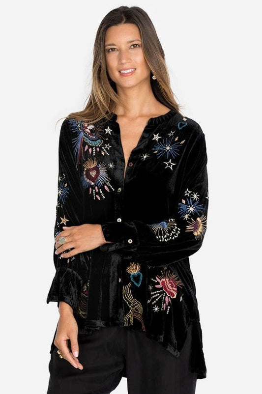 Johnny Was Plus Size Black Victoria Velvet Voyager Tunic J26021-O