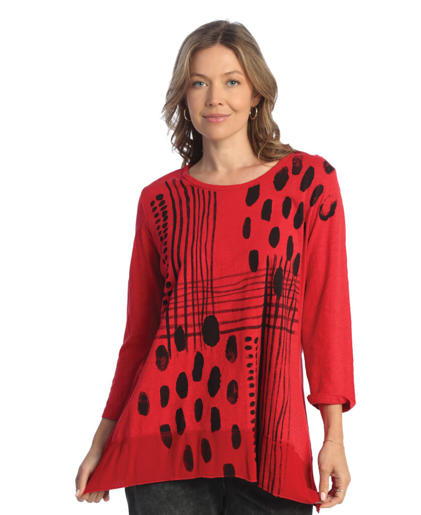 Jess & Jane Plus Size Red Mix Georgette Tunic M105-1875X