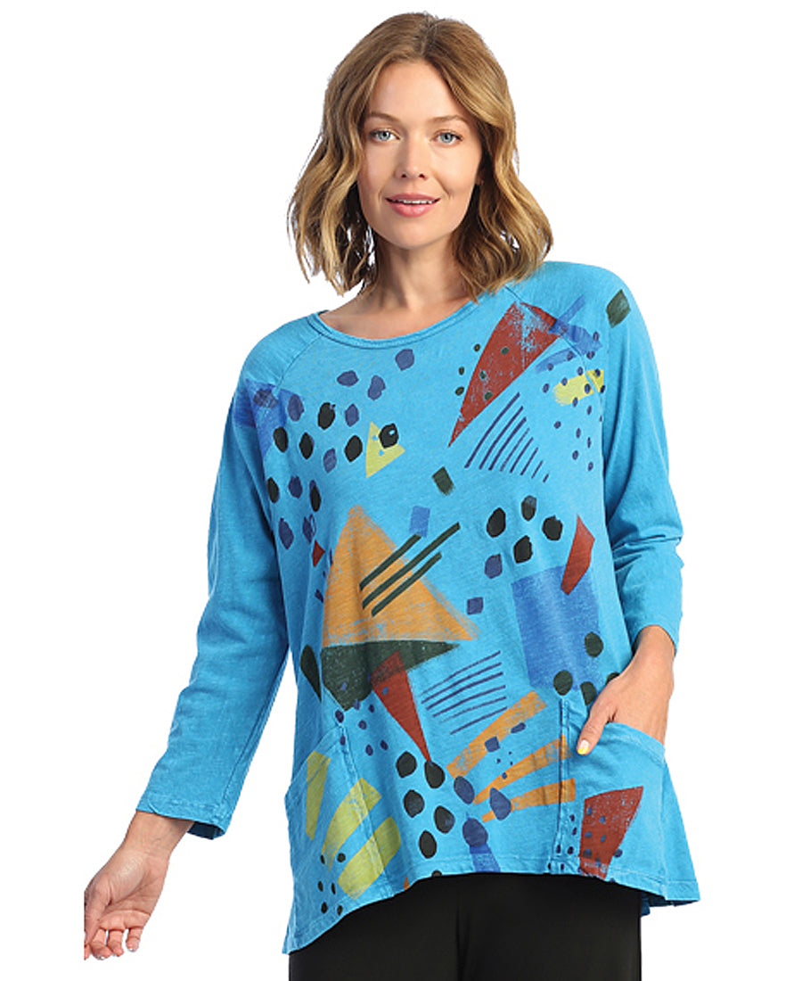 Jess & Jane Plus Size Cyn Pop Art Cotton Pocket Tunic M12-1512X