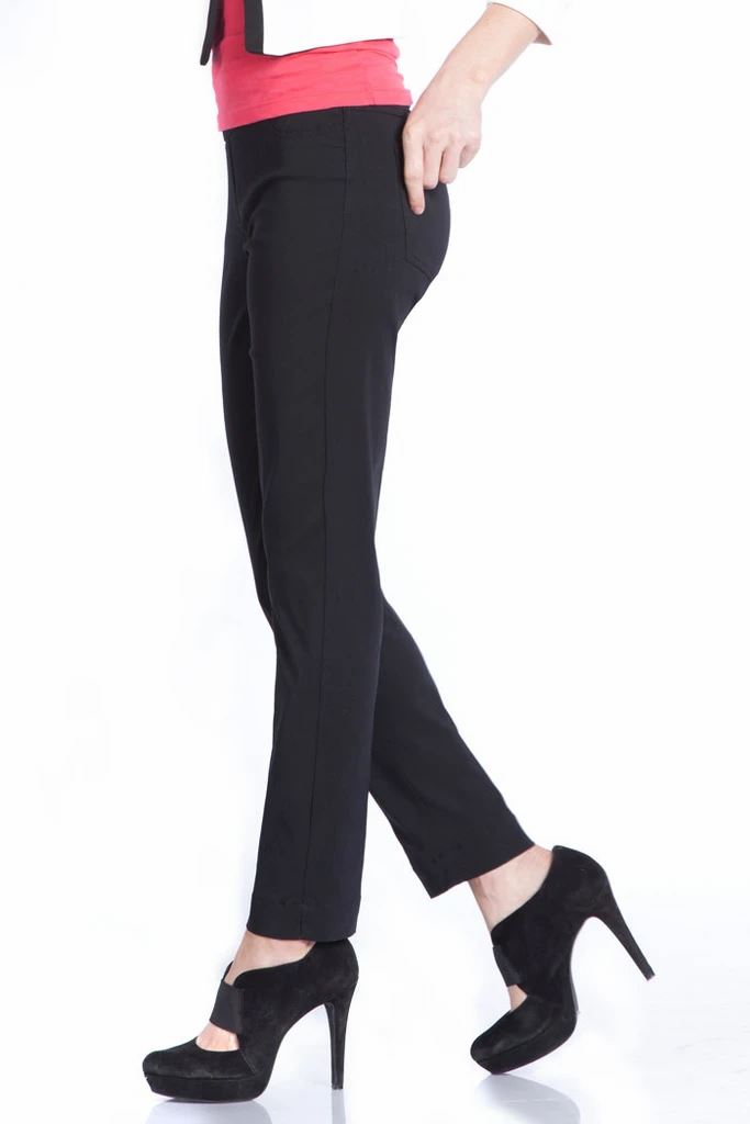 Multiples Plus Size Black Wide Band Pull On Ankle Pant M2623PA