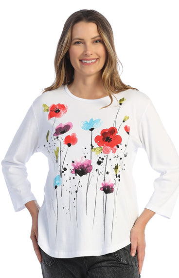 Jess & Jane Plus Size White Joyful Cotton Baby Rib Top M80-1578X