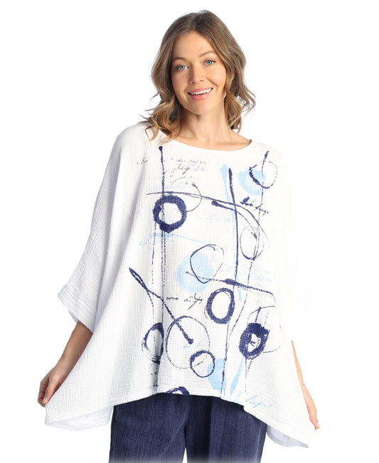 Jess & Jane Plus Size White Balboa Mineral Wash Gauze Tunic M97-1829X
